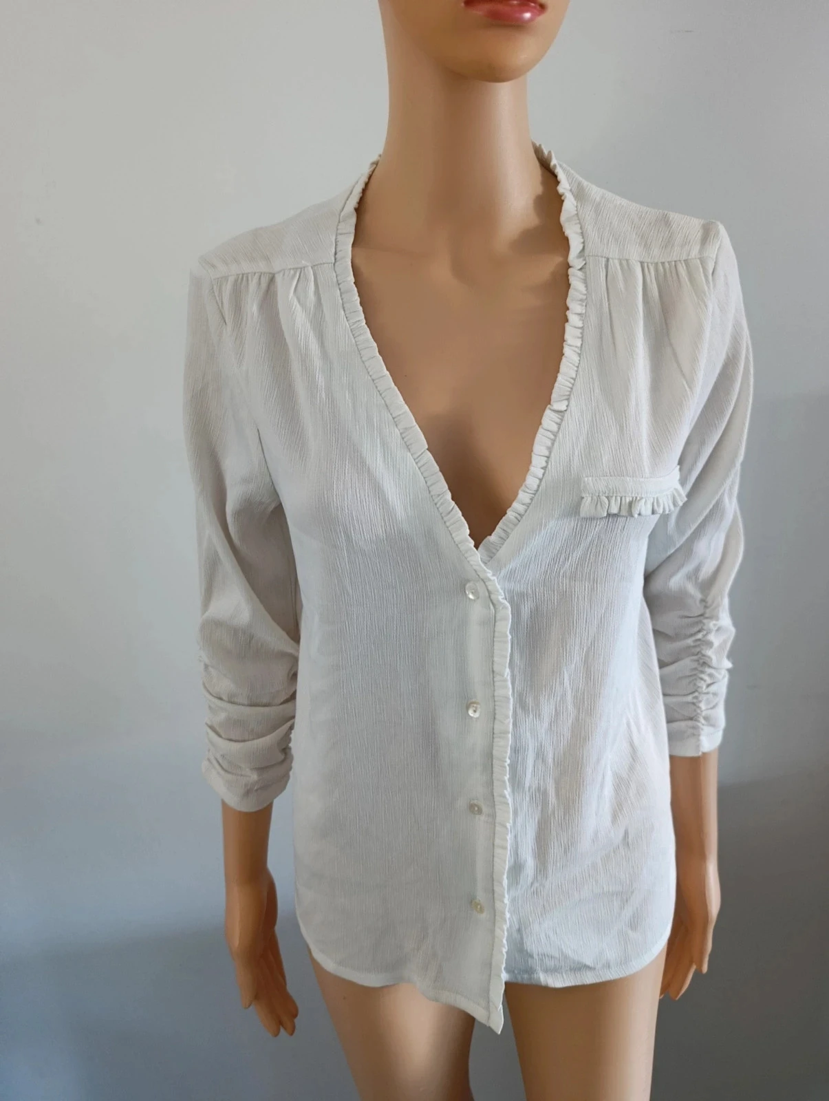White Kaporal blouse XS – 3/4 smocked sleeves – fluid and elegant – photo 4